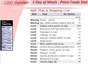 Sample Paleo Diet Day Menu Plan at 1200 Calories