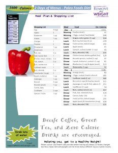 1600 Calorie Diet 2 Day Plan of Paleo Foods for Weight Loss