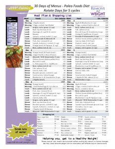 2000 Calories a day Paleo Foods, Simple 30 Day Diet Menu
