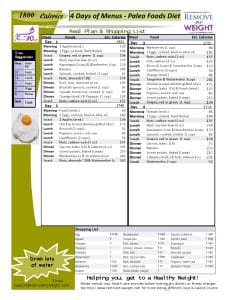 4 Day 1800 Calorie Paleo Diet Meal Plan Free Download